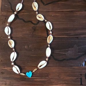 Made on maui shell and heart opal choker